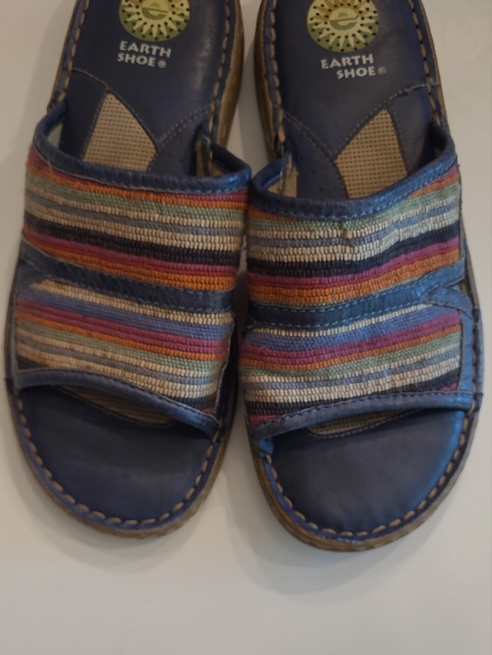 Earth Shoe Gelron2000 Tahoe Slide Sandal Multicolor Striped Print Straps - Picture 6 of 17